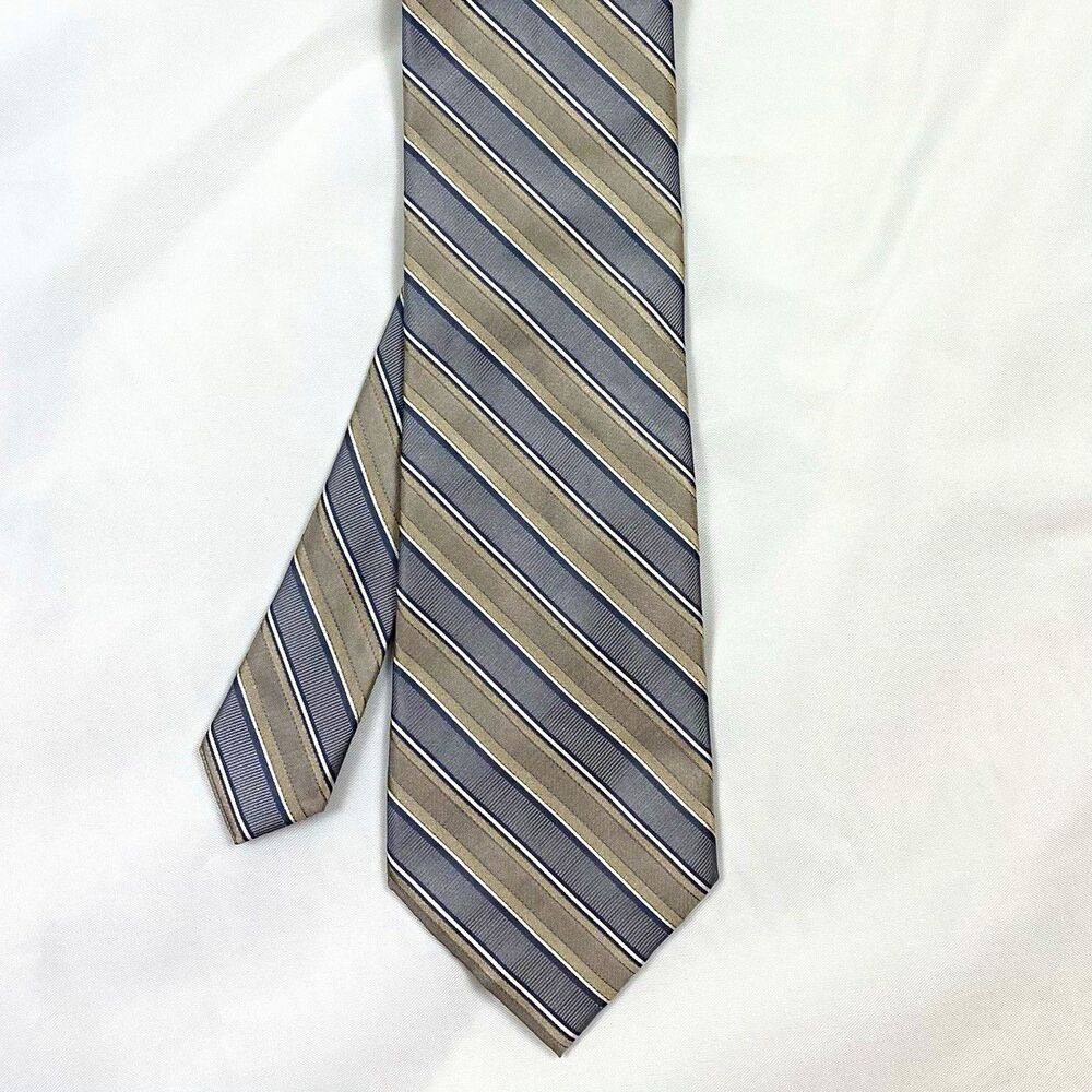 Calvin Klein Men's Pointed Tie Stripped Light Brown Excellent Used Condition